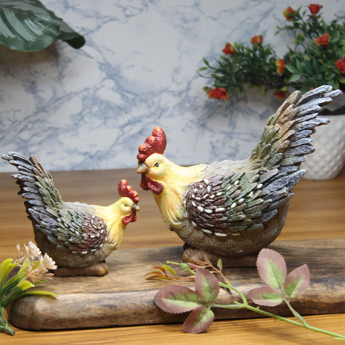 Wonderland SET of 2 Sitting Hen table décor, home decoration, statue, gift