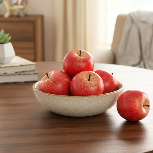 Artificial Red Apples Set of 6 with Stems