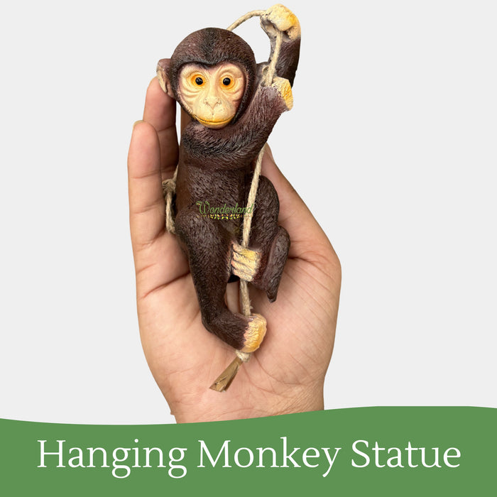 Hand-Painted Hanging Monkey Garden Statue - Realistic Climbing Resin Sculpture for Indoor & Outdoor Decor