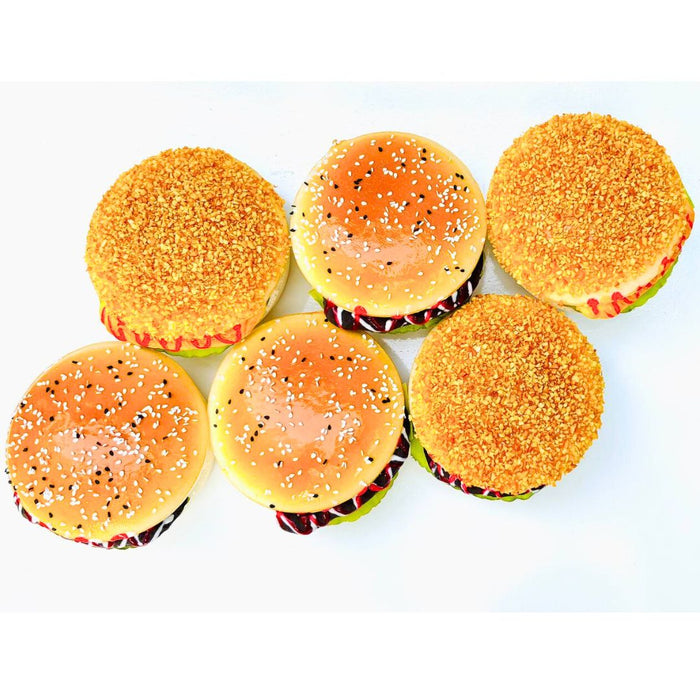 Wonderland set of 6 - Ultra-Realistic Artificial Cheeseburger Model - Sesame Seed Bun Food Display Prop| Fake Food for Display and Décor