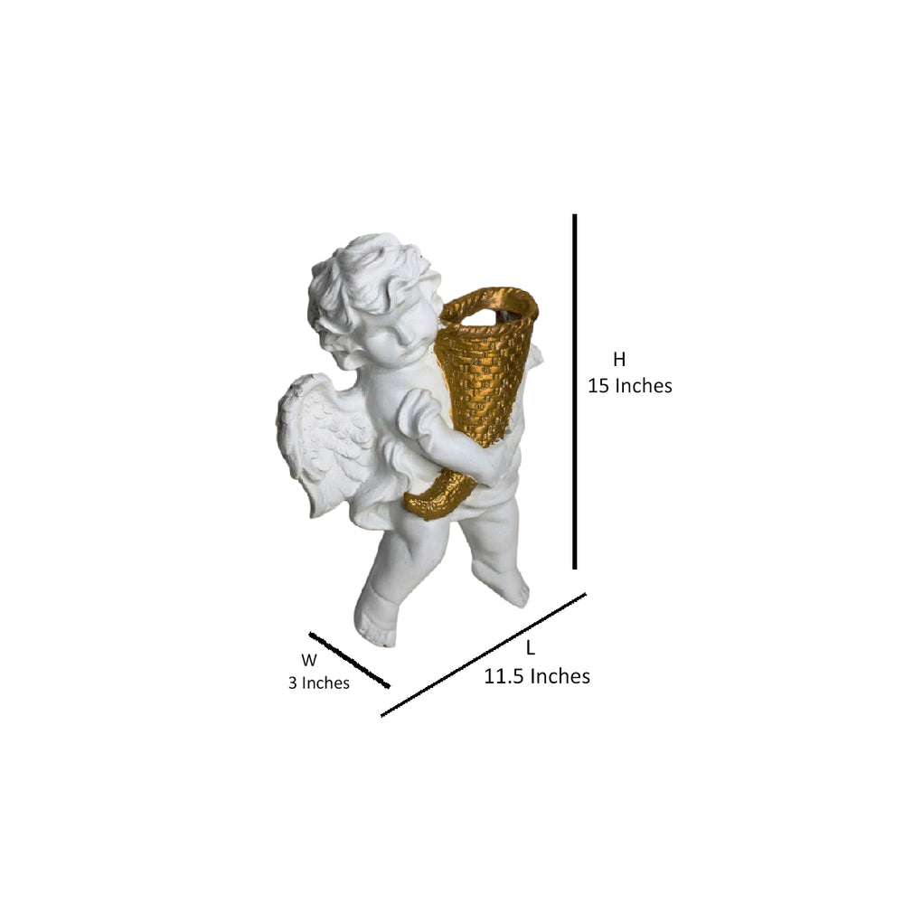 Style 1 resin white wall angel statue planter