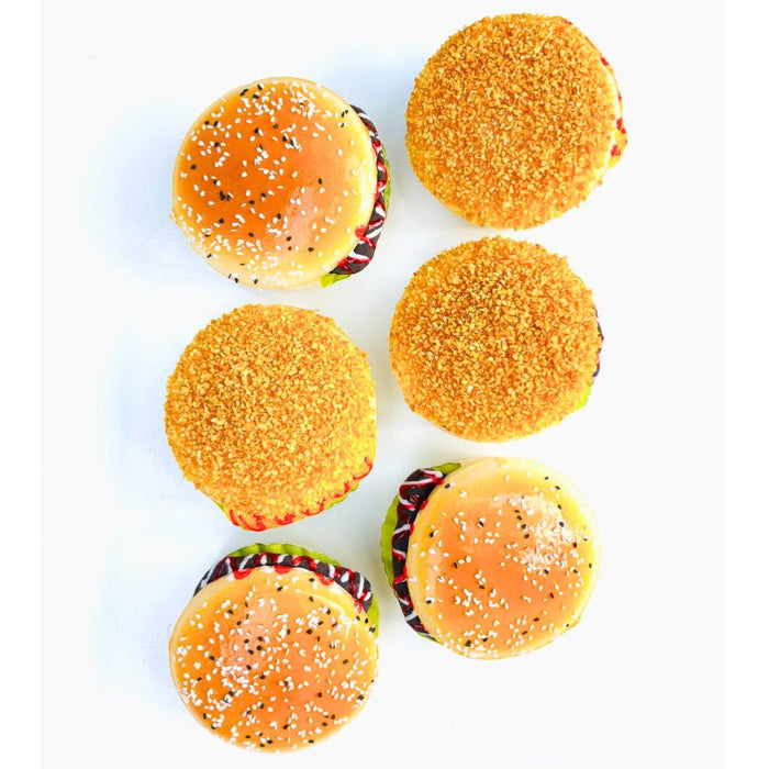 Wonderland set of 6 - Ultra-Realistic Artificial Cheeseburger Model - Sesame Seed Bun Food Display Prop| Fake Food for Display and Décor