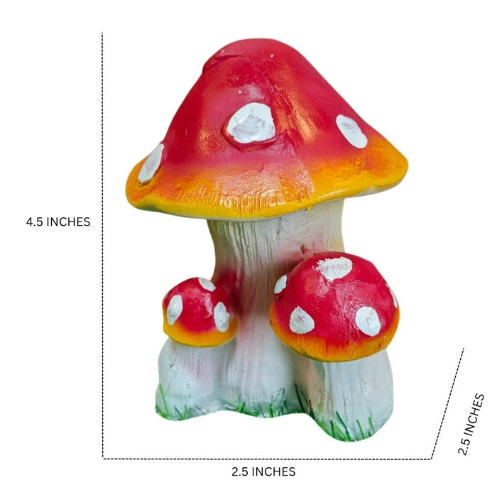 Wonderland Fairy Garden Miniature Red & White Mushroom Figurine (Set of 3 Toadstools) | Durable Polyresin Outdoor/Indoor Decor for Balcony, Terrarium & Planters