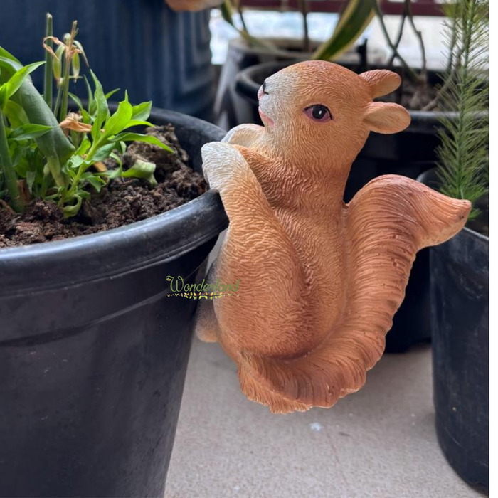 Wonderland Charming Squirrel Hanging Planter/Pot Hanger | Adorable Squirrel Figurine Clip-On Decoration