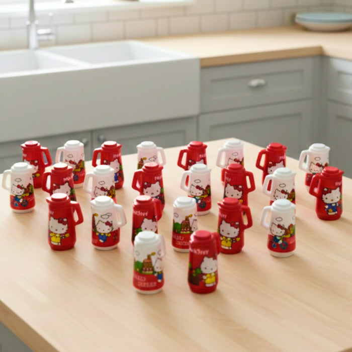 Wonderland 10pc Miniature Hello Kitty Thermos Set – 1:12 Scale Dollhouse Accessories, Tiny Water Flask Charms for DIY Crafts, Scrapbooking & Fairy Gardens (Red & White Mix)