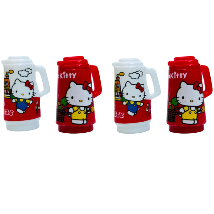 Wonderland 10pc Miniature Hello Kitty Thermos Set – 1:12 Scale Dollhouse Accessories, Tiny Water Flask Charms for DIY Crafts, Scrapbooking & Fairy Gardens (Red & White Mix)