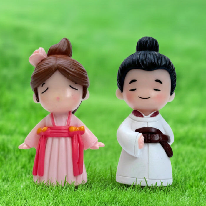 Wonderland Sweet Couple Miniature Set – 2-Piece Traditional Style Hand-Painted Character Figurines for Home Accents and Desktop Décor| Fairy Garden Accessories, Doll House, DIY Craft