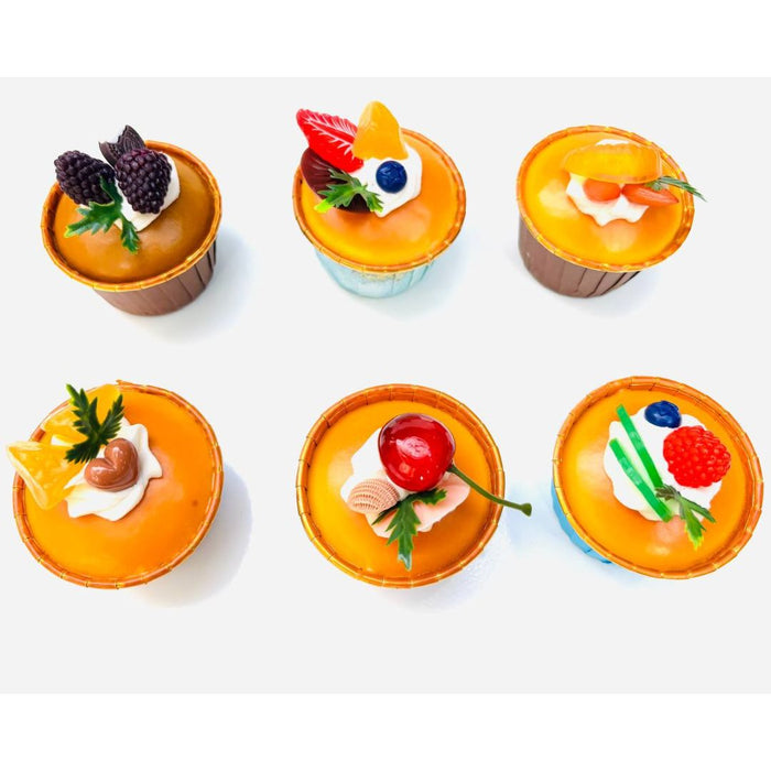 Wonderland Set of 6 Realistic  Fruit Topped Muffins| Cupcakes - Display Food Props| for Home Décor, Kitchen Display, Pjotography