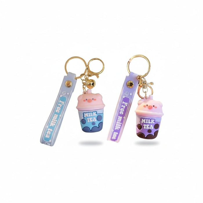 Wonderland Kawaii style ( set of 2) Milk Tea Buddy Keychains with Holder Accessories, Backpack Car Key Chain for Boy Girl