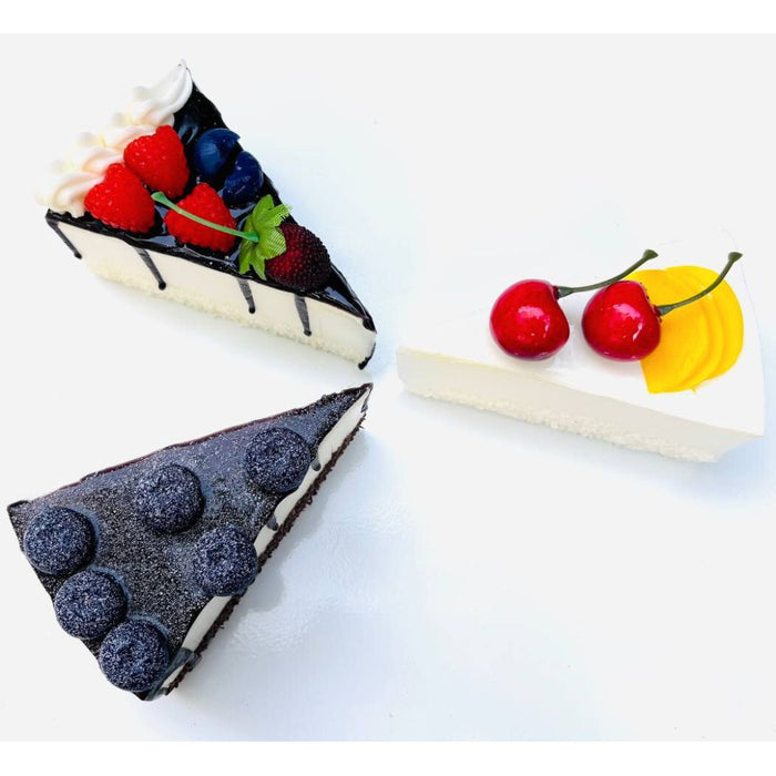 Wonderland set of 3 Realistic Assorted Fruit Pastry Cake Set | Decorative Miniature Pastry Props| Fake Cake for Home Décor & Kitchen Display