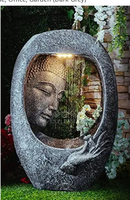 Wonderland Buddha Face Shower Aesthetic Dark Grey Garden Fountain