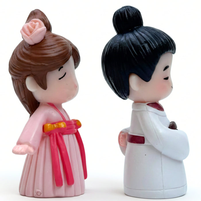 Wonderland Sweet Couple Miniature Set – 2-Piece Traditional Style Hand-Painted Character Figurines for Home Accents and Desktop Décor| Fairy Garden Accessories, Doll House, DIY Craft