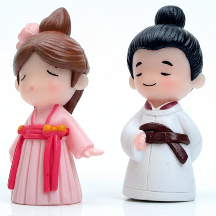 Wonderland Sweet Couple Miniature Set – 2-Piece Traditional Style Hand-Painted Character Figurines for Home Accents and Desktop Décor| Fairy Garden Accessories, Doll House, DIY Craft
