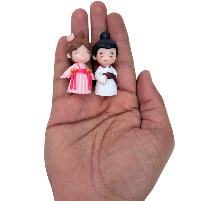 Wonderland Sweet Couple Miniature Set – 2-Piece Traditional Style Hand-Painted Character Figurines for Home Accents and Desktop Décor| Fairy Garden Accessories, Doll House, DIY Craft