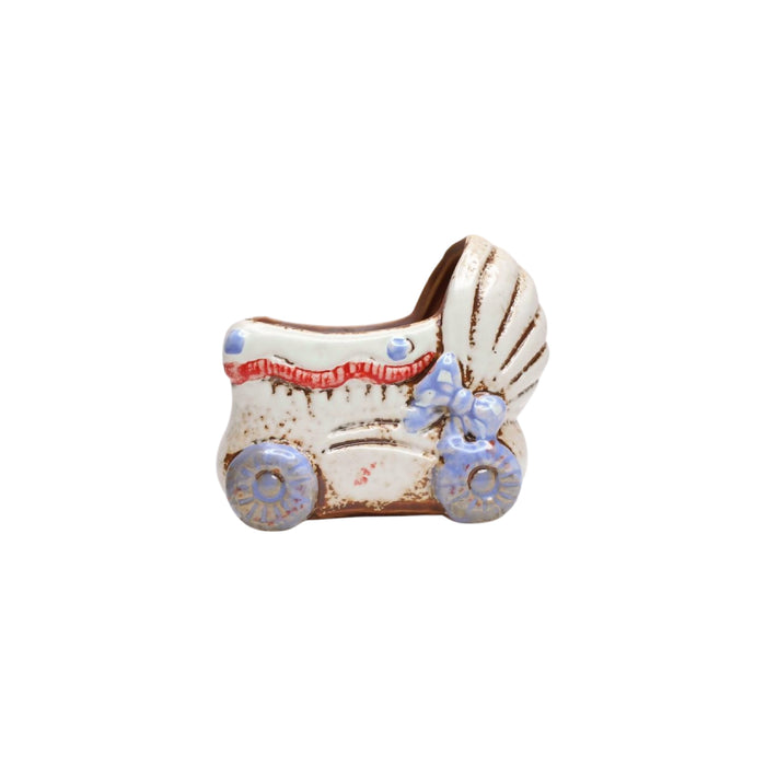 Wonderland imported ceramic pram shape planter | Style 1| can grow plants directly