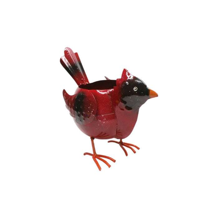 Wonderland metal bird planter pot with red