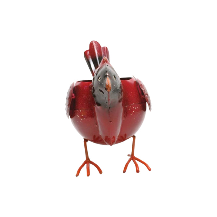 Wonderland metal bird planter pot with red