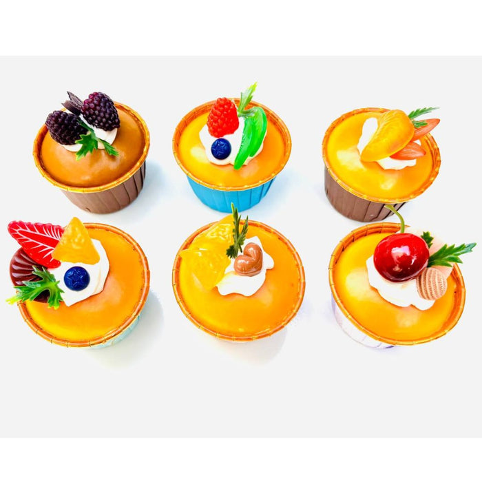 Wonderland Set of 6 Realistic  Fruit Topped Muffins| Cupcakes - Display Food Props| for Home Décor, Kitchen Display, Pjotography