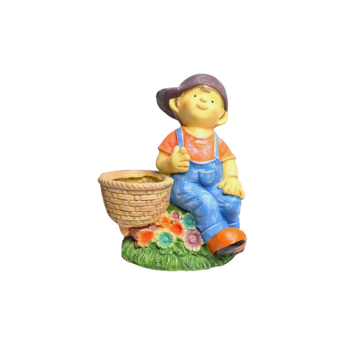 Wonderland Cute Boy with Planter Resin For Home & Garden Décor, planters, pot, flower pot