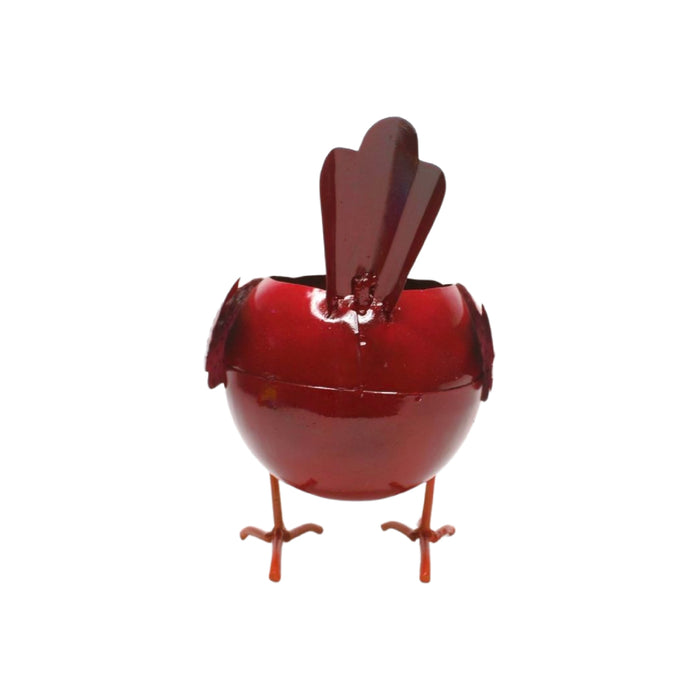 Wonderland metal bird planter pot with red