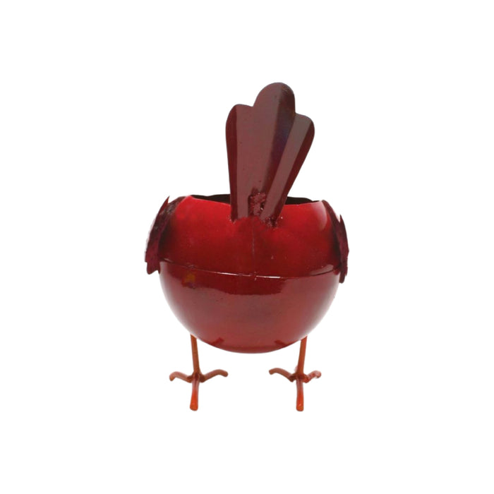 Wonderland metal bird planter pot with red