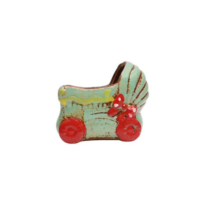 Wonderland imported ceramic pram shape planter | Style 4| can grow plants directly