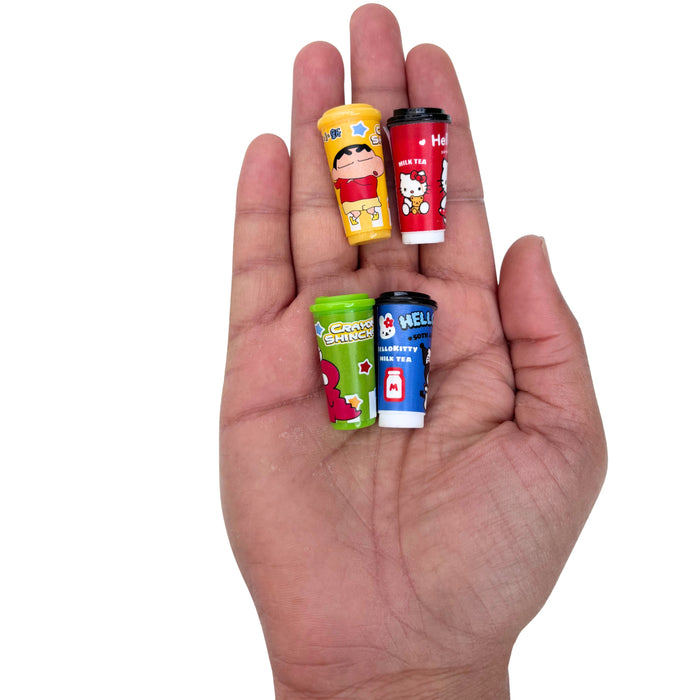 Wonderland 12-Piece Miniature Cartoon Drink Cup Set – Tiny Kawaii Bubble Tea & Coffee Cups for Dollhouses, DIY Crafts, and Slime Charms