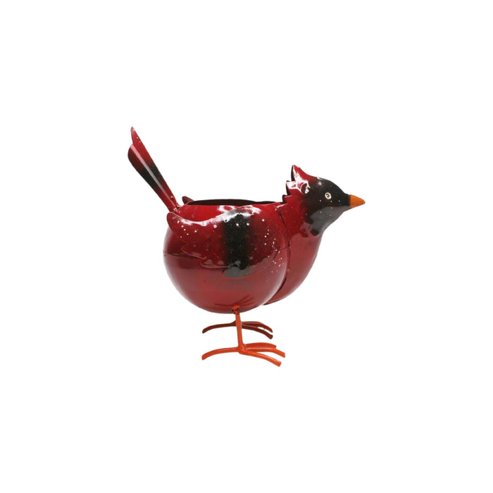 Wonderland metal bird planter pot with red