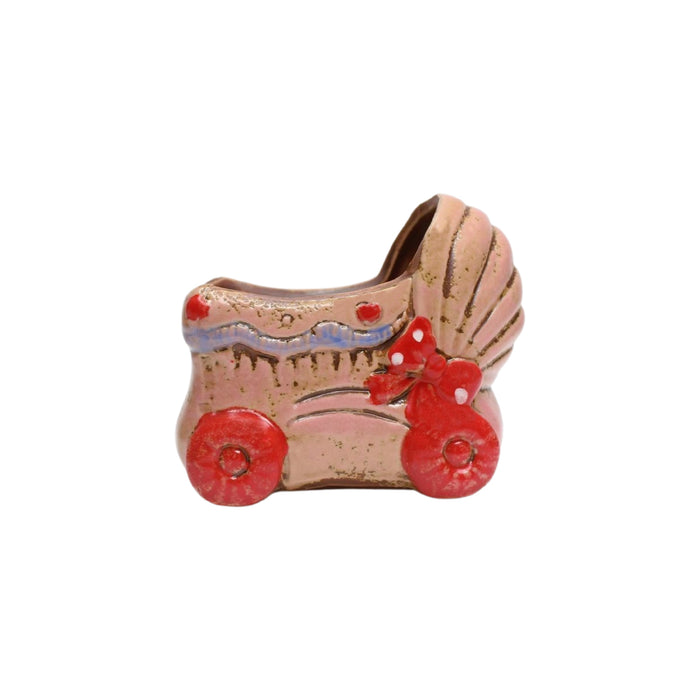 Wonderland imported ceramic pram shape planter | Style 3| can grow plants directly