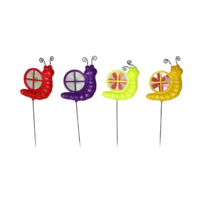 Wonderland (Set of 4) big size snail stakes with rotating fan |Garden sticks, outdoor garden stakes, decorative garden accessories