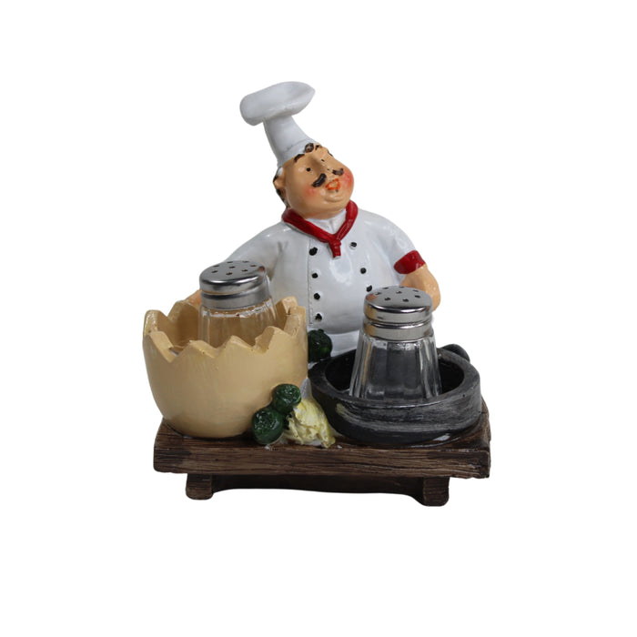 Wonderland Chef Statue - Salt Pepper Bottle Holder Ornaments Home Decor Kitchen Resin Crafts Chef Statue for Kitchen Decoration-01