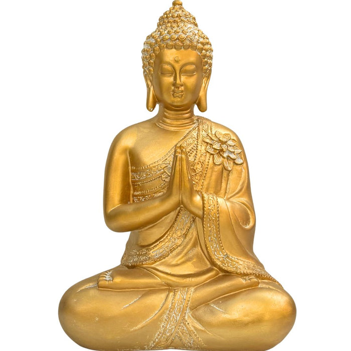 Wonderland Premium Golden Buddha Statue for Home Decor and Gifting | Decorative Showpiece for Living Room, Office, and Puja Room | Elegant Meditating Idol (Gold Finish)
