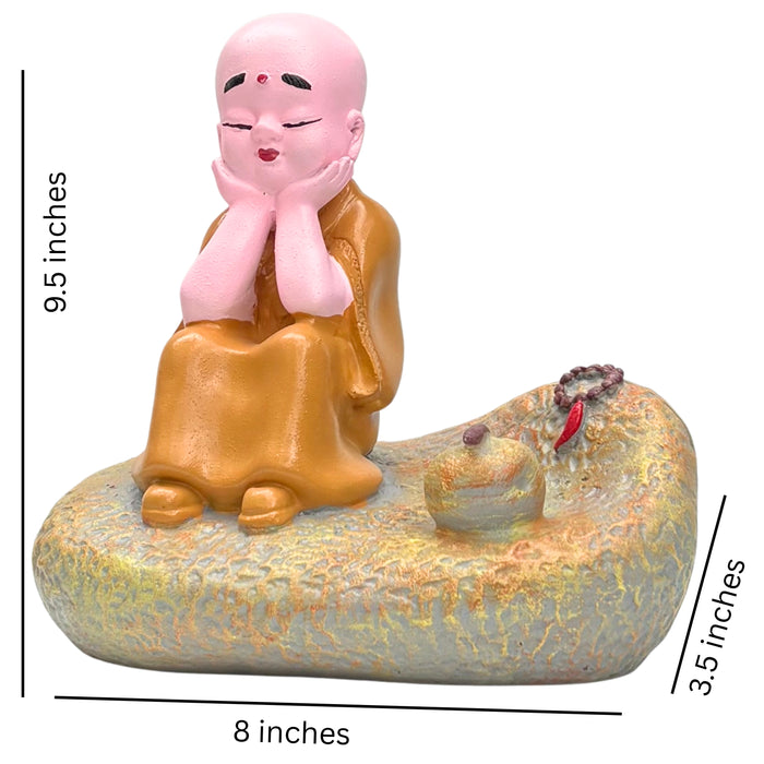 Wonderland Serene  Monk Zen Figurine – Handcrafted Meditating Baby Buddha Statue for Home, Office Desk, and Meditation Decor