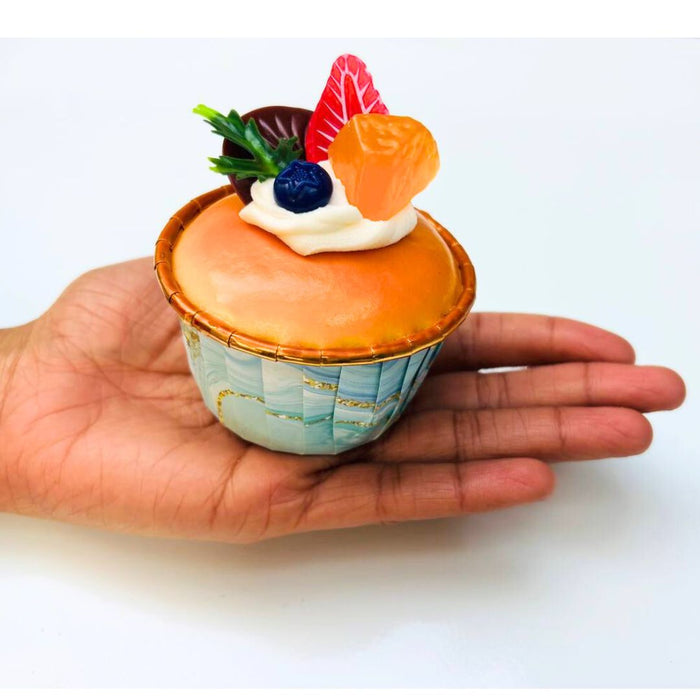 Wonderland Set of 6 Realistic  Fruit Topped Muffins| Cupcakes - Display Food Props| for Home Décor, Kitchen Display, Pjotography