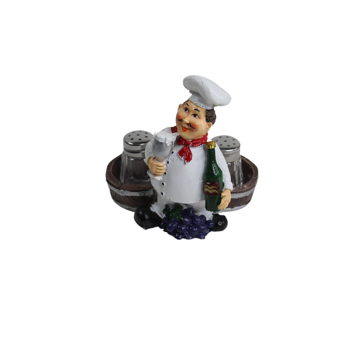 Wonderland Chef Statue - Salt Pepper Bottle Holder Ornaments Home Decor Kitchen Resin Crafts Chef Statue for Kitchen Decoration -02
