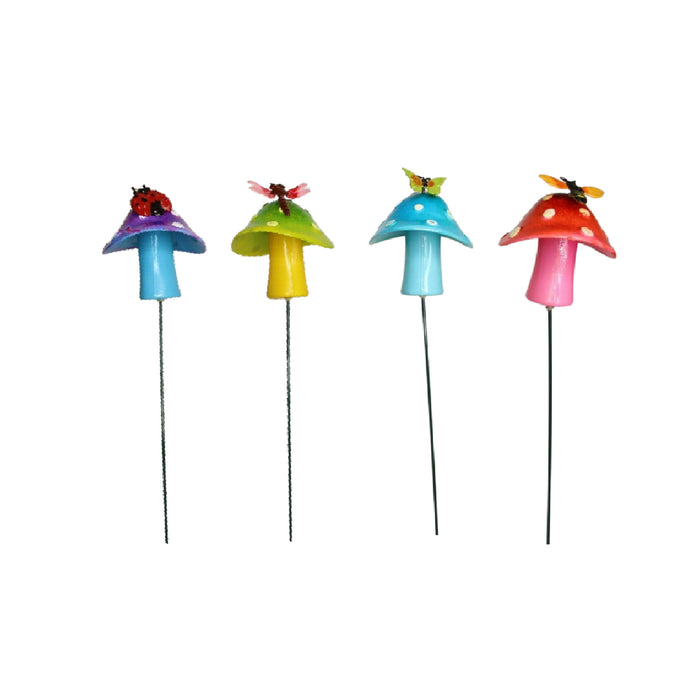 Wonderland (Set of 4) little mushroom stakes|Garden sticks, outdoor garden stakes, decorative garden accessories