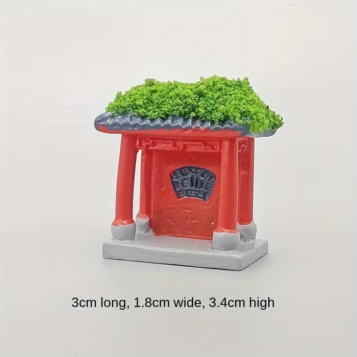 Wonderland set of 2- Mini Figurine: Traditional Asian-Inspired Dwelling| Lanscape miniature for DollHouse, DIY Craft Emblishments