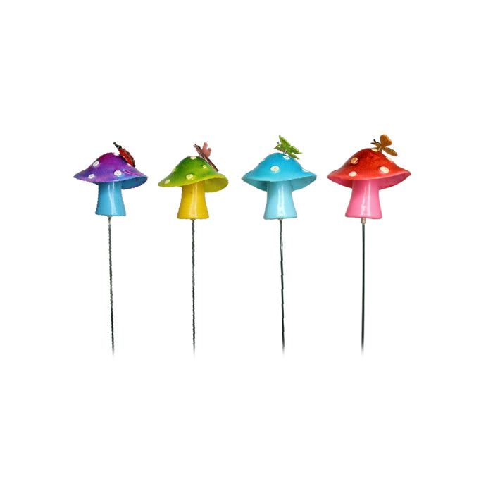 Wonderland (Set of 4) little mushroom stakes|Garden sticks, outdoor garden stakes, decorative garden accessories