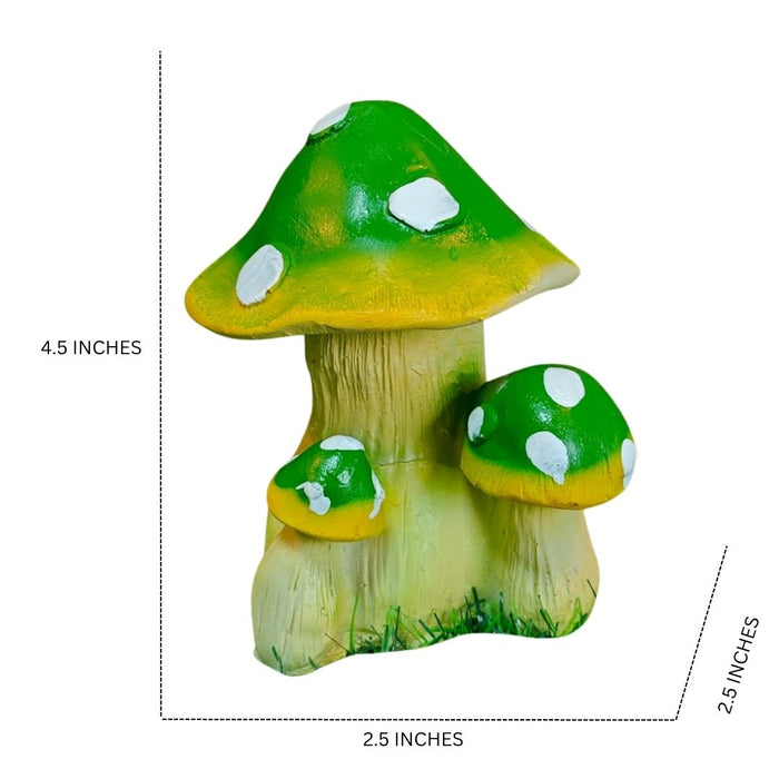 Wonderland Enchanted Green Mushroom Cluster Garden / Balcony Decor Statue | Fairy Garden Miniature Showpiece