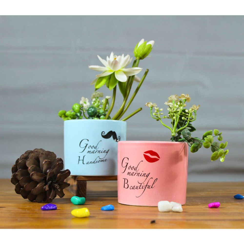 Ceramic Good Morning Print Pot For Garden Décor & Home décor -01