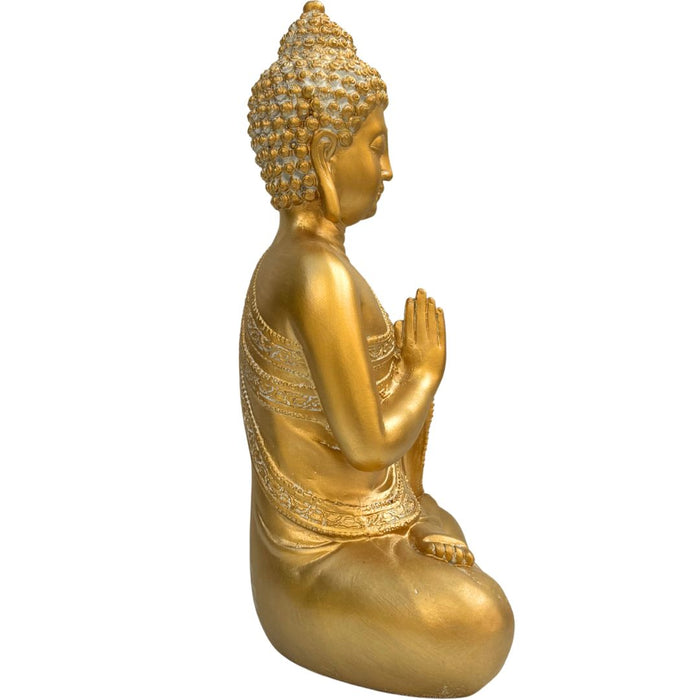 Wonderland Premium Golden Buddha Statue for Home Decor and Gifting | Decorative Showpiece for Living Room, Office, and Puja Room | Elegant Meditating Idol (Gold Finish)