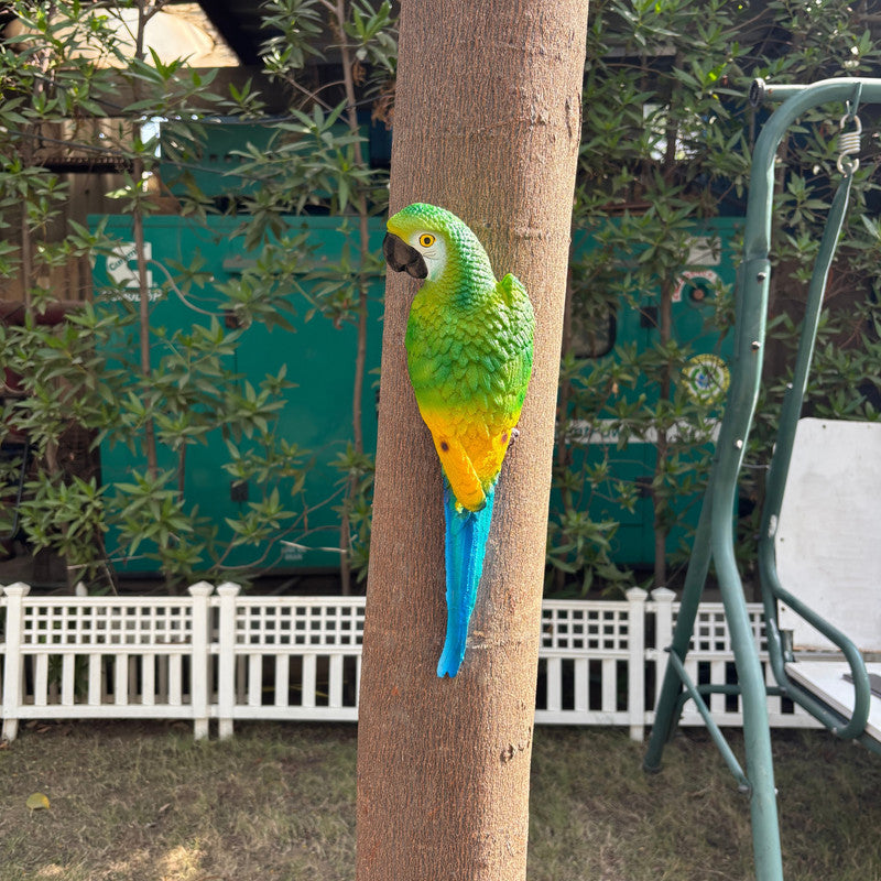 Hand-Painted Resin Tropical Macaw Wall Sculpture