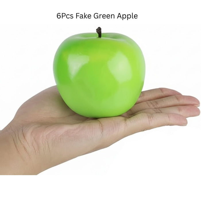 Wonderland 6pcs Artificial  Green Apple Fake Fruits for Kitchen Table Decoration and Photography