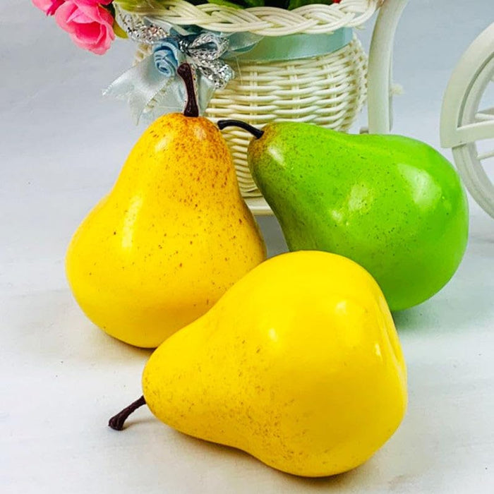 Set of 6 Artificial Pears – Realistic Faux Green and Yellow Pears for Home Decor, Kitchen Displays, and Photography Props