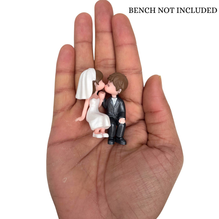 Wonderland Hand-Painted Romantic Couple Miniature – Sweet Bride and Groom Figurine for Home Decor, Office Desks, and Anniversary Gifts | Doll House Accessory | Fairy Garden Miniature