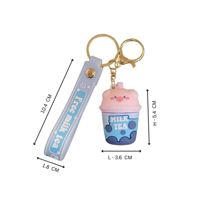 Wonderland Kawaii style ( set of 2) Milk Tea Buddy Keychains with Holder Accessories, Backpack Car Key Chain for Boy Girl