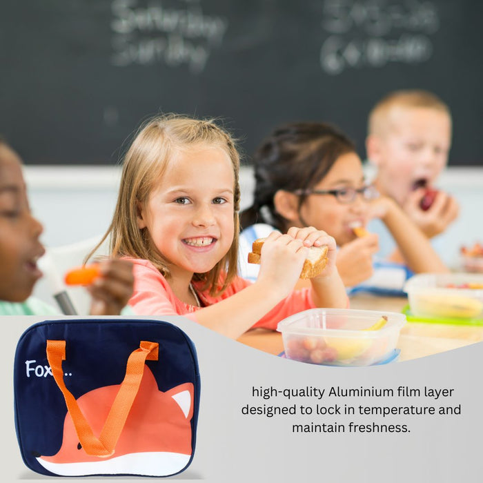 Wonderland Foxy Friend" design Kids  Lunch Bag|Insulated Bag| Food Carrier| Meal Prep Bag| Cooler Bag.