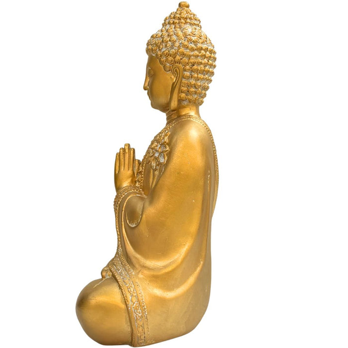 Wonderland Premium Golden Buddha Statue for Home Decor and Gifting | Decorative Showpiece for Living Room, Office, and Puja Room | Elegant Meditating Idol (Gold Finish)