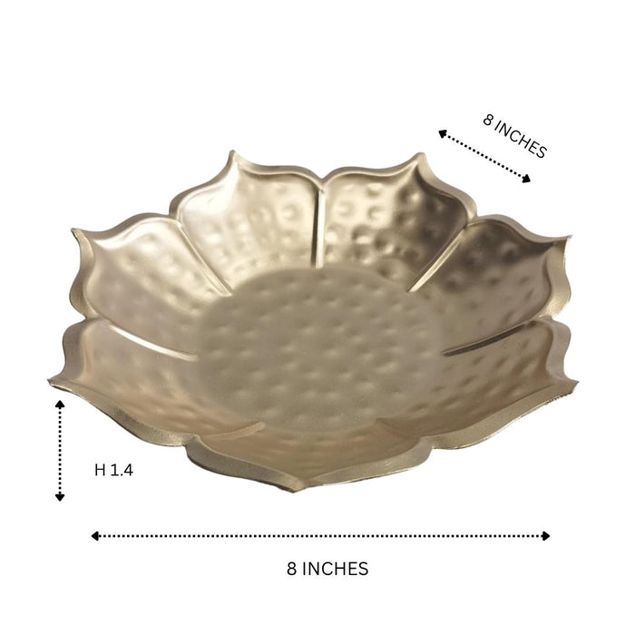 Wonderland Gold Finish 8 inch  Lotus Flower Shaped Decorative Tray/Plate