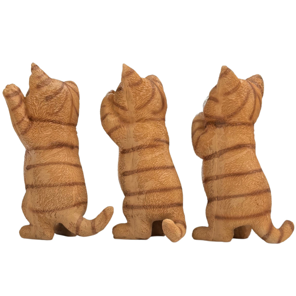 Set of 3 Small Orange Kitten – Cute Standing Kitten Pack for Desk and Room Decor